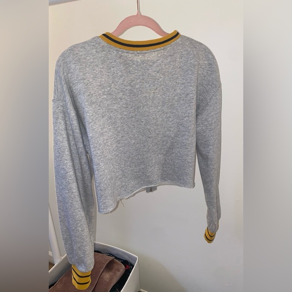 Garage Gray Yellow Striped Varsity Ring Zip Up jacket - Picture 3 of 4